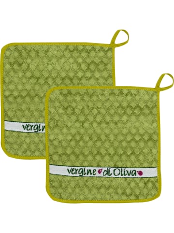 Kracht Frottier, Baumwolle Topflappen 2er-Pack Olio Extra in grün