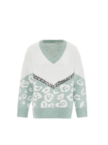 VIRITA Women Strickpullover in Lagune Wollweiss