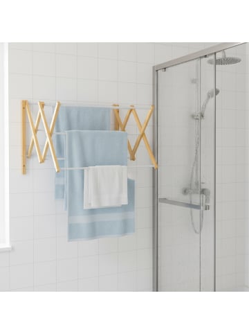 relaxdays Wäscheständer Natur/ Weiß - (B)71 x (H)45 x (T)59 cm
