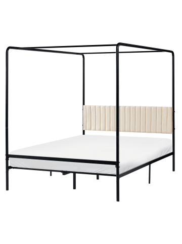 Beliani Himmelbett MIRABEAU in Schwarz/Beige - (W) 146 x (H) 170 x (L) 207 cm