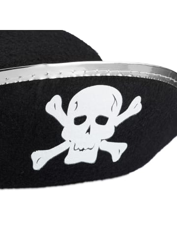 relaxdays 4 x Piratenhut in Schwarz/ Silber