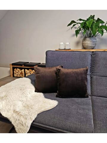 JACK 2er Set Teddy Flausch Kissenhülle Kissenbezug in Braun