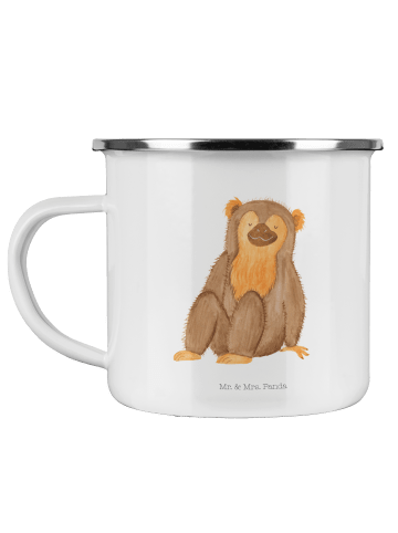 Mr. & Mrs. Panda Emaille Tasse Affe ohne Spruch in Weiß