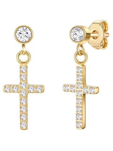 Eastside NY Ohrhänger Kreuz aus Edelstahl mit Zirkonia in gelbgold