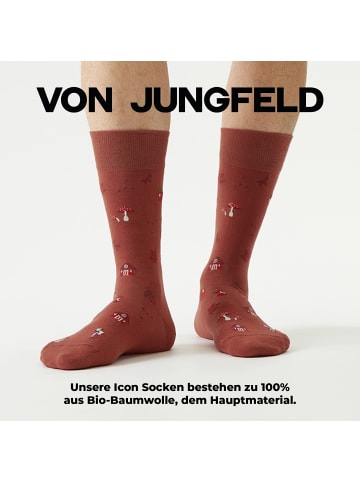 von Jungfeld Gemusterte Socken Herbst Icons in Maple Red