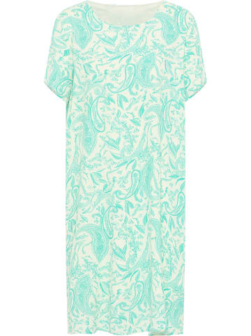 VIRITA Women Kurzarmkleid in Türkis Wollweiss