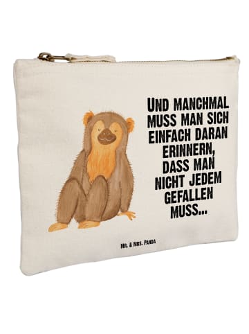 Mr. & Mrs. Panda Waschtasche Affe mit Spruch in Weiß