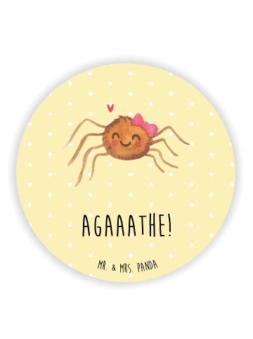 Mr. & Mrs. Panda magnet Spinne Agathe Freude mit Spruch in Gelb Pastell