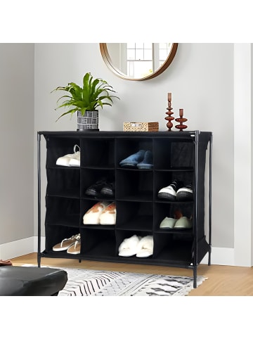 relaxdays Camping-Schuhregal in Schwarz - (B)84 x (H)65 x (T)36 cm