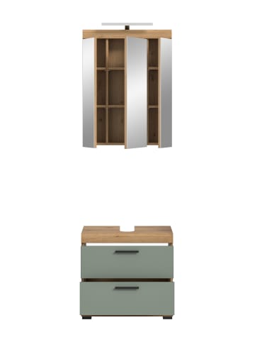 xonox.home Badkombination in Artisan Eiche/Salbei - (B) 60 x (H) 191 x (T) 37