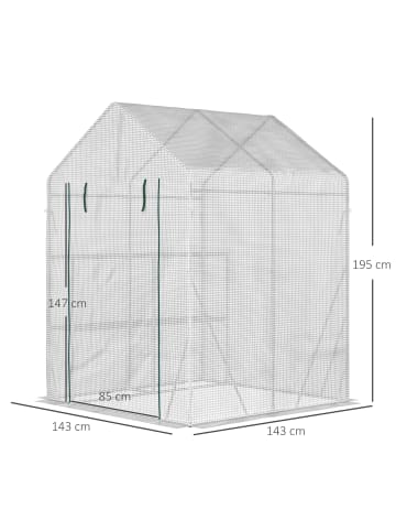 Outsunny Gewächshaus in Weiß 143L x 143B x 195H cm