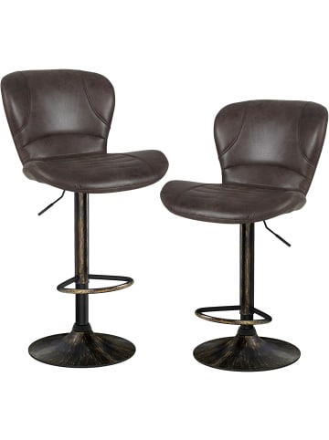 COSTWAY 2er Set Barhocker 47 x 56 x 93-113 cm in Braun