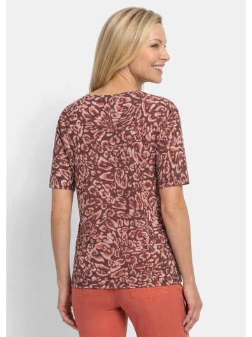 GOLDNER Viskoseshirt mit abstraktem Floraldruck in rostrot / koralle / gemustert