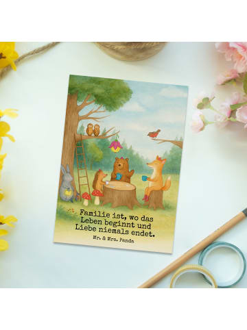 Mr. & Mrs. Panda Postkarte Waldtiere Picknick Design mit Spruch in Weiß