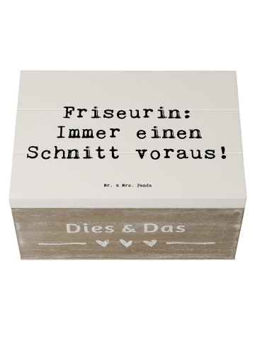 Mr. & Mrs. Panda Box Spruch Friseurin Kunst mit Spruch in Weiß