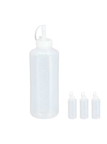 relaxdays 4x Quetschflasche in Transparent - 1 l