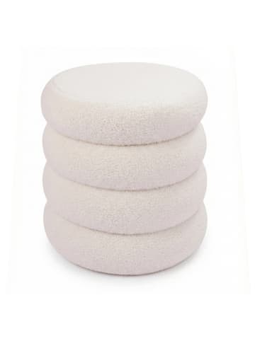 relaxdays Teddyfell Hocker in Creme - (H)47 x Ø 42 cm