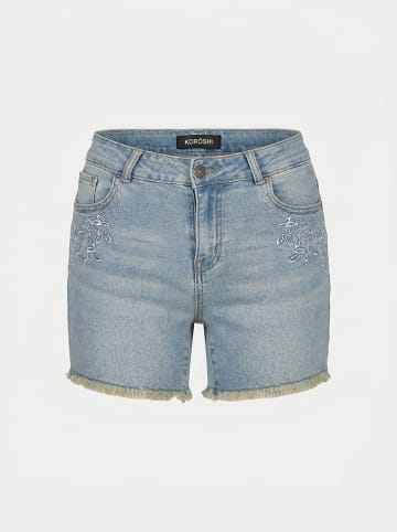 KOROSHI Kurze Denim-Normalstickerei in blau