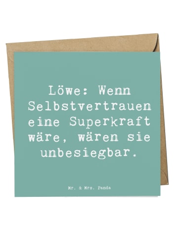 Mr. & Mrs. Panda Grußkarte Spruch Löwe Superkraft mit Spruch in Meeresbrise