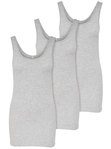 ONLY 3er-Set New Long Tank Top in Grau (Light Grey)