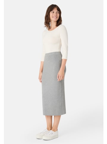 Les Lunes Midirock KATIIE Skirt Fine Knit Midi Rib in light grey melange