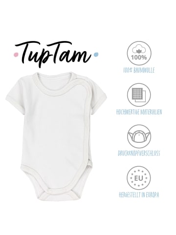 TupTam Unisex Baby Kurzarm Wickelbody 5er Pack in beige/blau