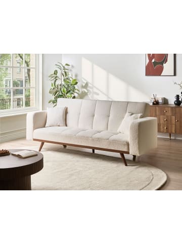 Beliani 3-tlg Schlafsofa HJULBY in Weiß/Braun