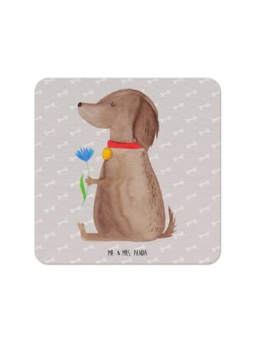 Mr. & Mrs. Panda Tischuntersetzer Hund Blume ohne Spruch in Grau Pastell