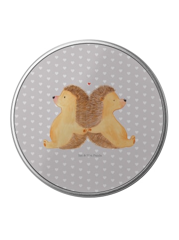 Mr. & Mrs. Panda Aufbewahrungsbox Igel händchenhaltend ohne Spruch in Grau Pastell