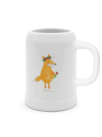 Mr. & Mrs. Panda Bier Seidel Fuchs Blumen ohne Spruch in Weiß