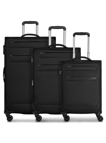 Worldpack Chicago 4 Rollen Kofferset 3-teilig mit Dehnfalte black