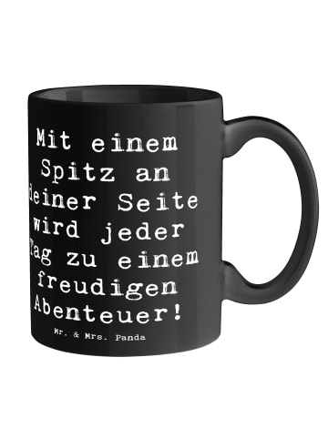 Mr. & Mrs. Panda Kaffeebecher Spruch Freudiger Spitz mit Spruch in Schwarz