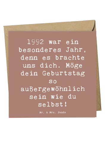 Mr. & Mrs. Panda Klappkarte Spruch 1992 Geburtstag mit Spruch in Braun Pastell