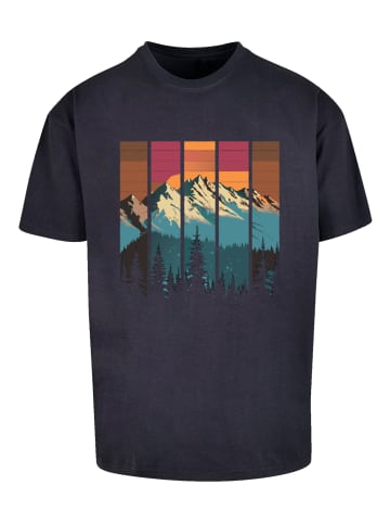 F4NT4STIC Heavy Oversize T-Shirt Berg Sonnenuntergang Retro in marineblau