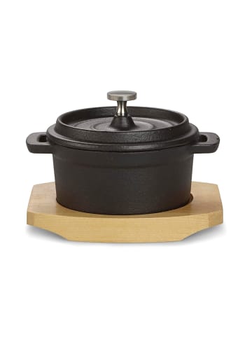 Echtwerk 2 tlg. Set Mini-Kochtopf mit Servierbrett 200 ml in Schwarz