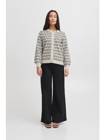 ICHI Strickjacke IHBRIELLE Loose fit in Oatmeal w. black