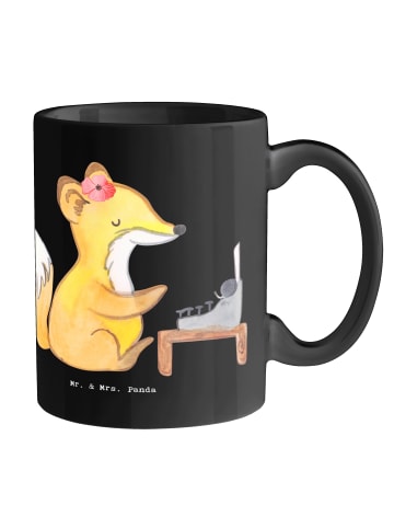 Mr. & Mrs. Panda Kaffeepott Kundensupporterin Heldin mit Spruch in Schwarz