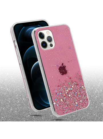 cadorabo Hülle für Apple iPhone 12 PRO MAX Glitter in Rosa mit Glitter