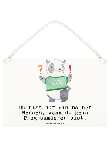Mr. & Mrs. Panda Wandbild Holz Programmierer Herz mit Spruch in Weiß