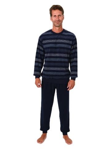 NORMANN Langarm Schlafanzug Frottee Bündchen - 86758 in navy
