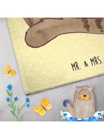 Mr. & Mrs. Panda Gästehandtücher Katze Sitzen ohne Spruch in Gelb Pastell