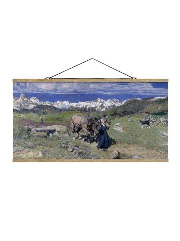 WALLART Stoffbild - Giovanni Segantini - Frühling in den Alpen in Grün