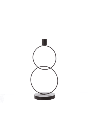MARELIDA Stabkerzenhalter Kerzenständer 2 Ringe H: 29cm in schwarz
