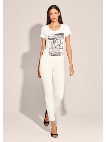 MADELEINE Schlanke Stretch-Hose mit Vichy-Karo in wollweiß