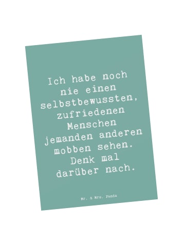 Mr. & Mrs. Panda Postkarte Spruch Mobbing bewältigen mit Spruch in Meeresbrise