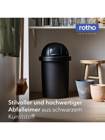 Rotho ROLL BOB Abfalleimer 30 l mit Schiebedeckel geruchsarm in Schwarz
