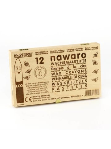 ÖkoNorm Wachskreide nawaro, Holzbox 12 Farben - ab 3 Jahren