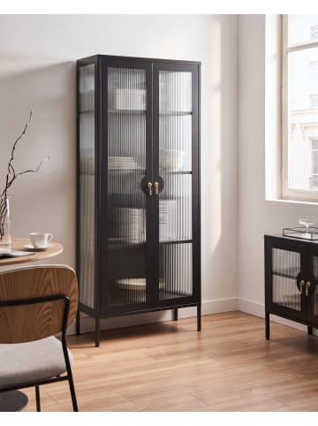 Beliani Büroschrank GLEORA in Schwarz - (W) 80 x (H) 180 x (L) 35 cm