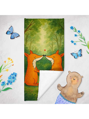 Mr. & Mrs. Panda Strandtuch Füchse Liebe Design ohne Spruch in Weiß