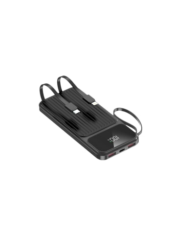 maXlife Maxlife Powerbank mit integrierten Kabeln MXPB-06 PD QC 22,5W 10000